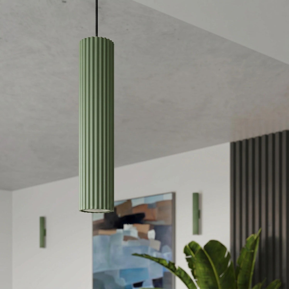
Design Pendellampe „Karbon“ 1-flammig - Salbeigrün