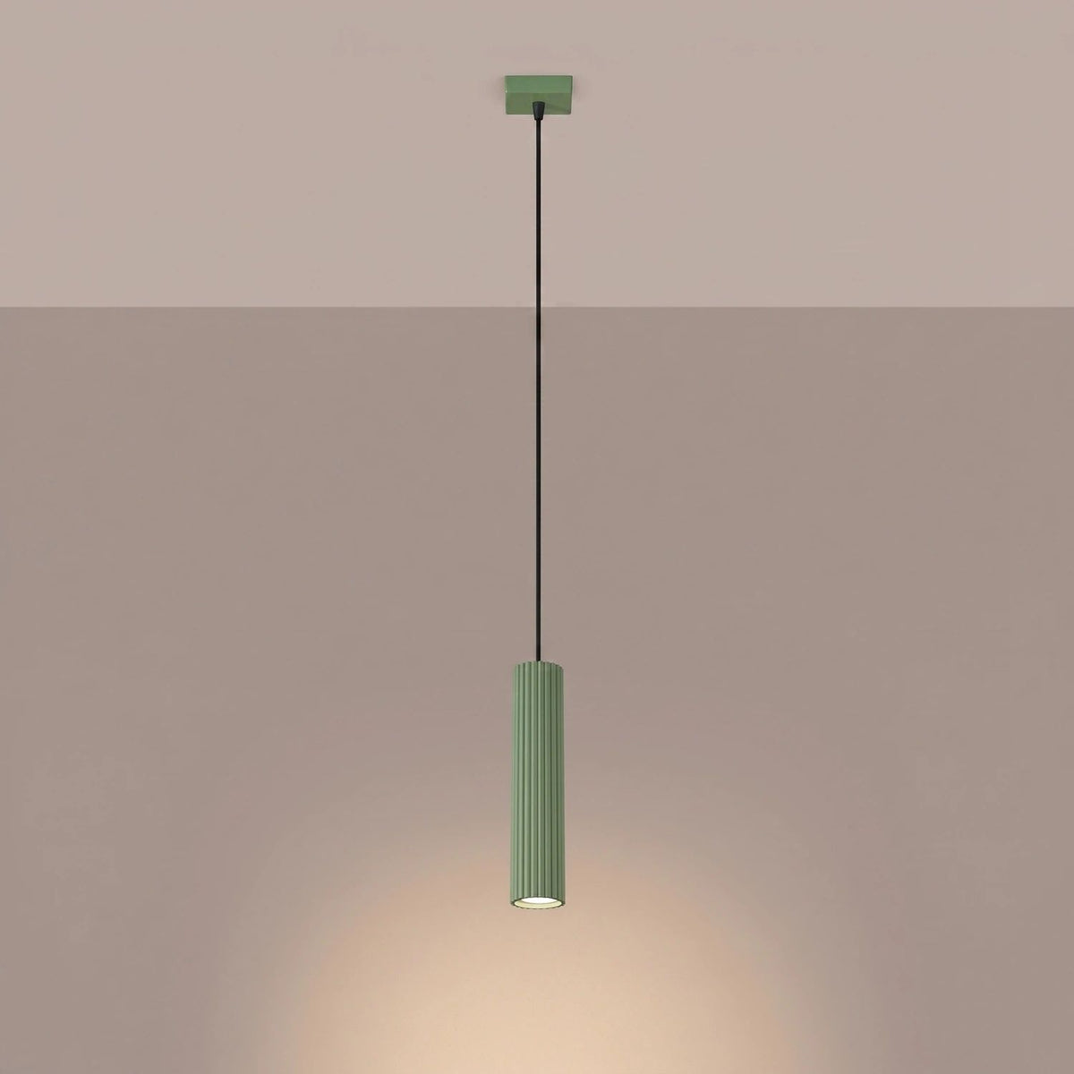 
Design Pendellampe „Karbon“ 1-flammig - Salbeigrün