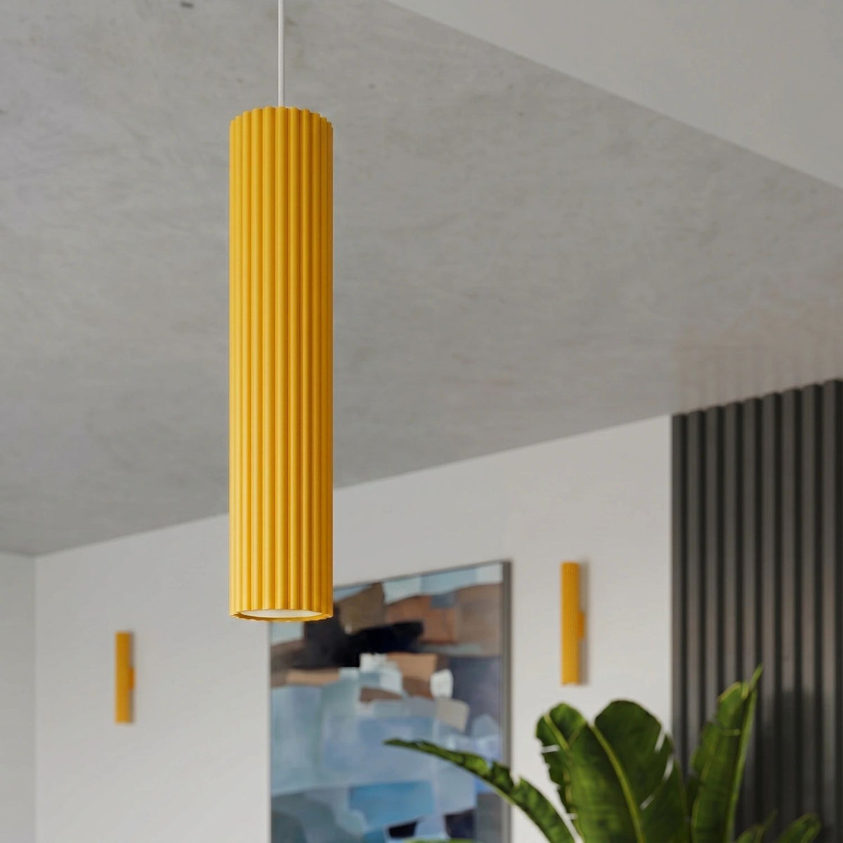 
Design Pendellampe „Karbon“ 1-flammig - Gelb