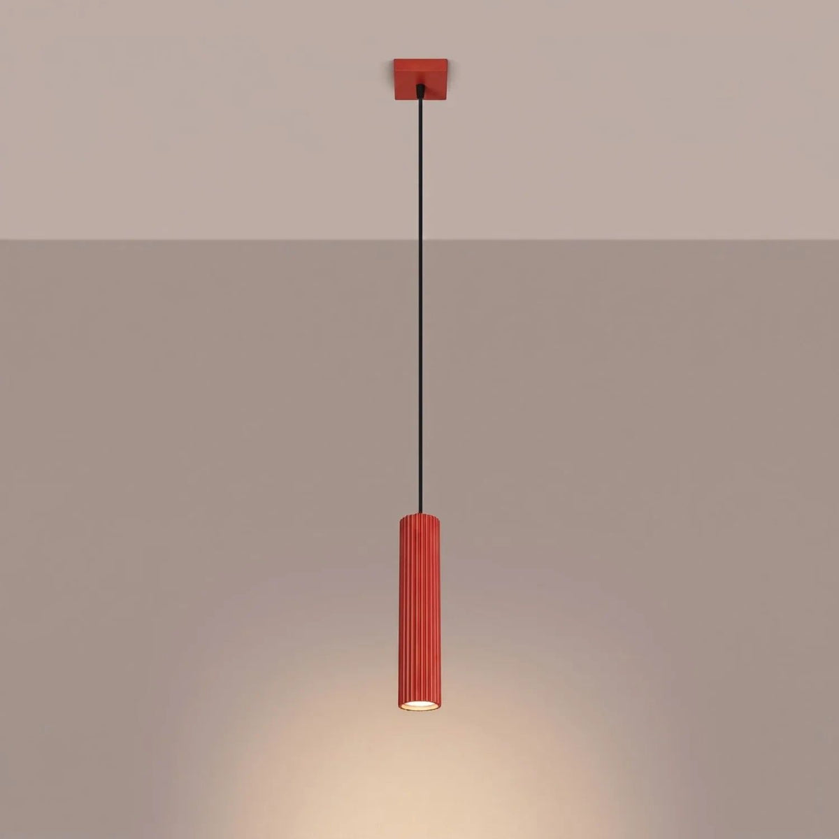
Design Pendellampe „Karbon“ 1-flammig - Rot