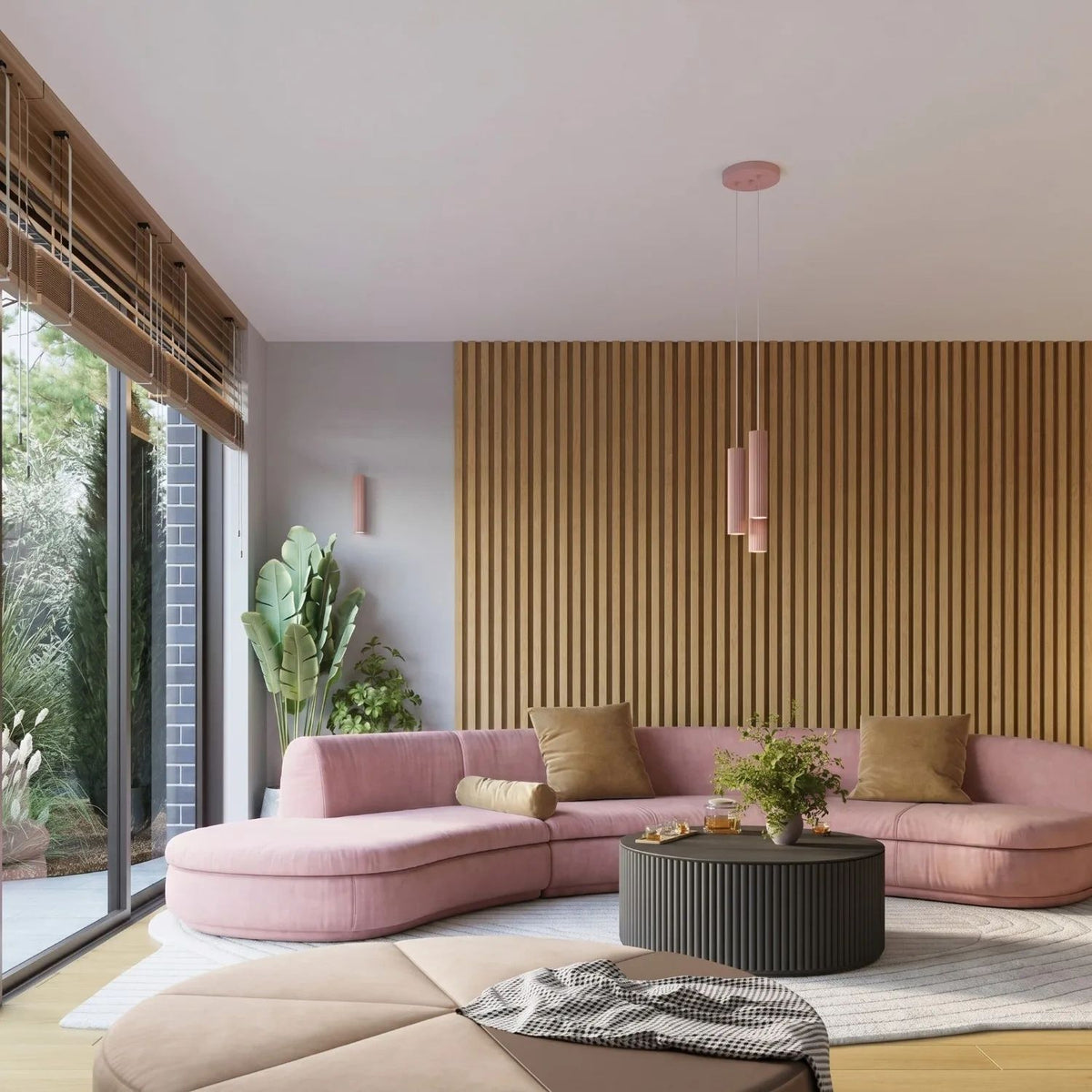 
Design Pendellampe „Karbon“ 3-flammig - Rosa
