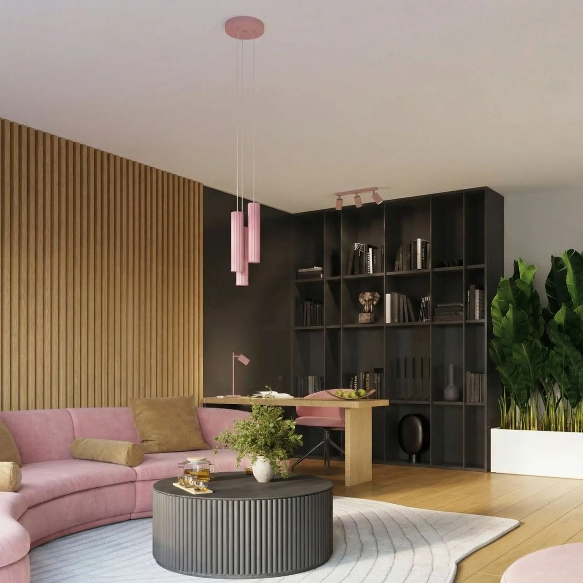
Design Pendellampe „Karbon“ 3-flammig - Rosa