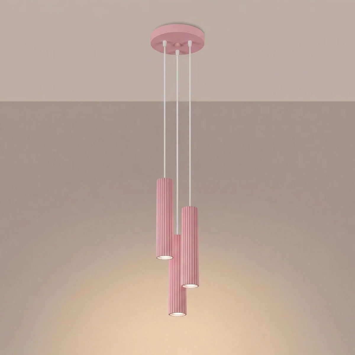 
Design Pendellampe „Karbon“ 3-flammig - Rosa