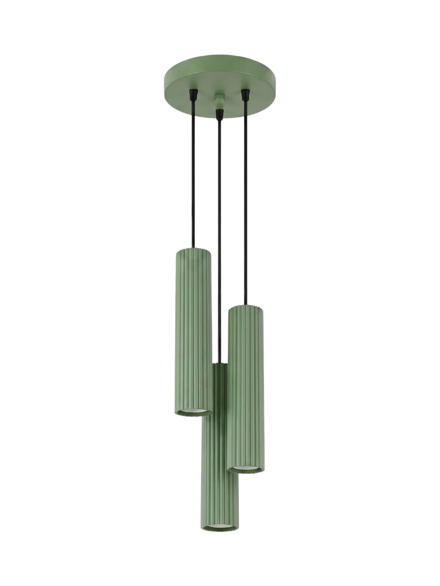 
Design Pendellampe „Karbon“ 3-flammig - Salbeigrün