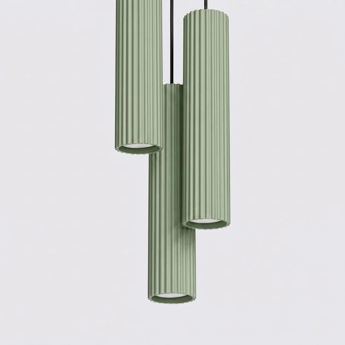 
Design Pendellampe „Karbon“ 3-flammig - Salbeigrün
