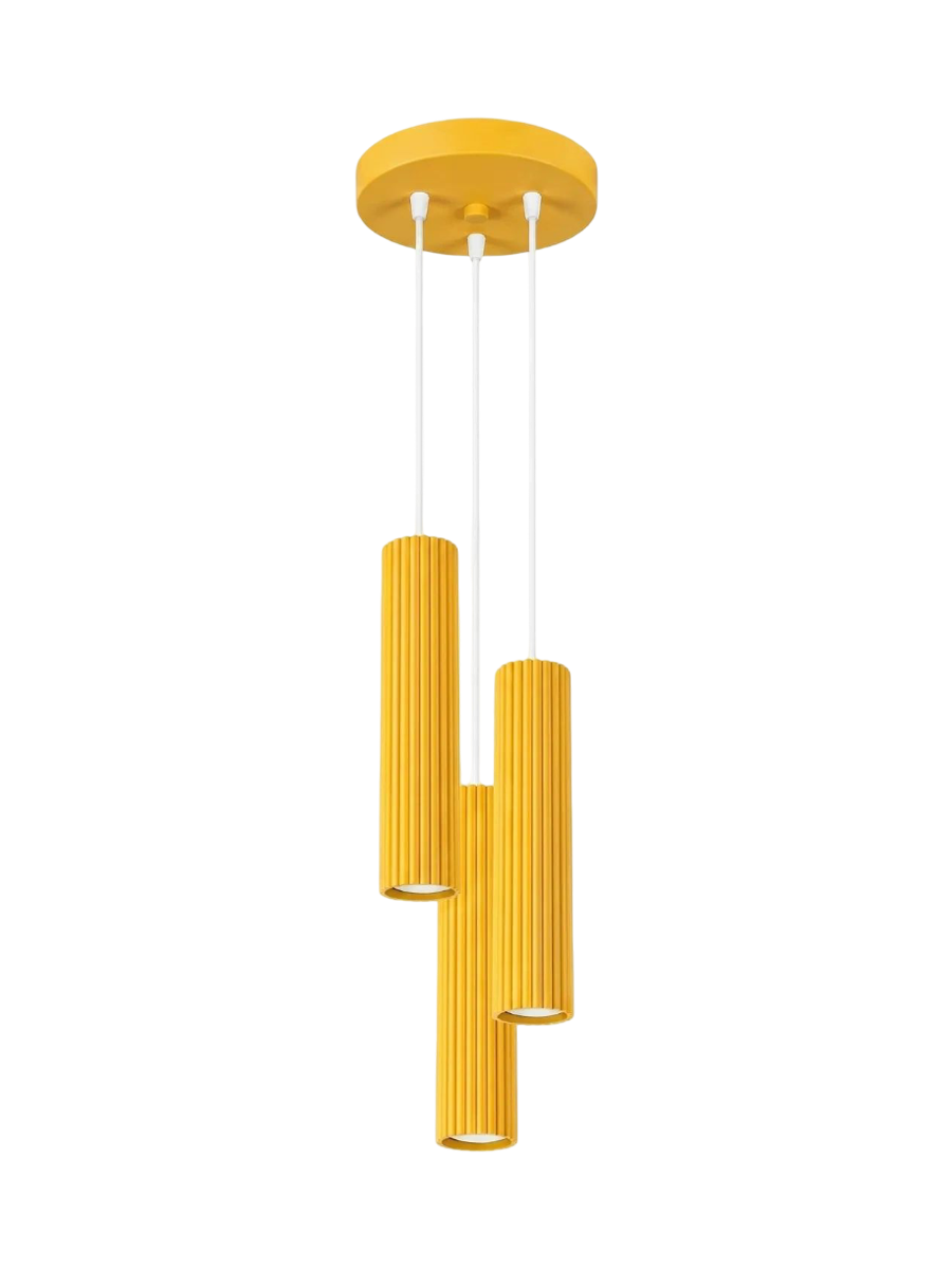 
Design Pendellampe „Karbon“ 3-flammig - Gelb