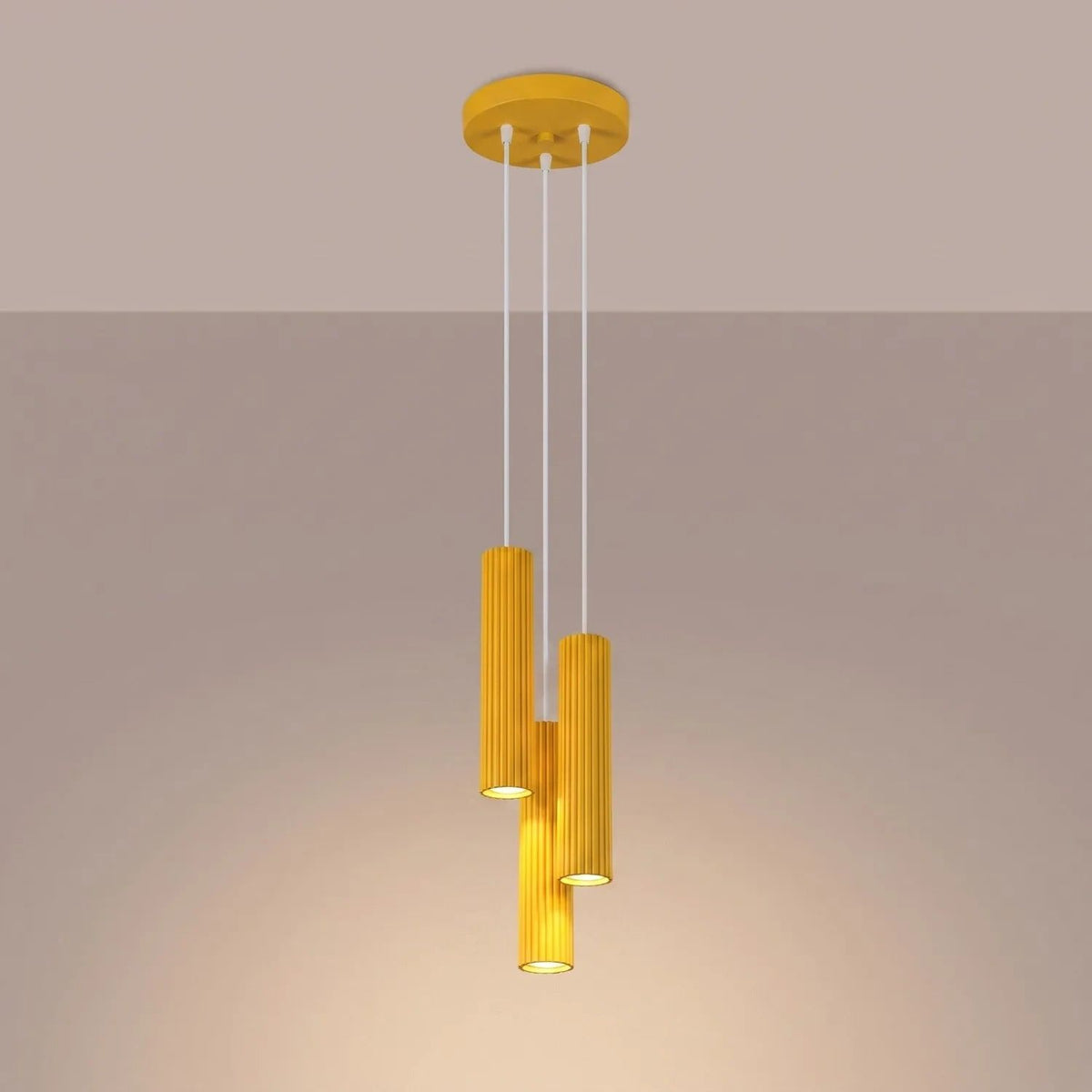 
Design Pendellampe „Karbon“ 3-flammig - Gelb