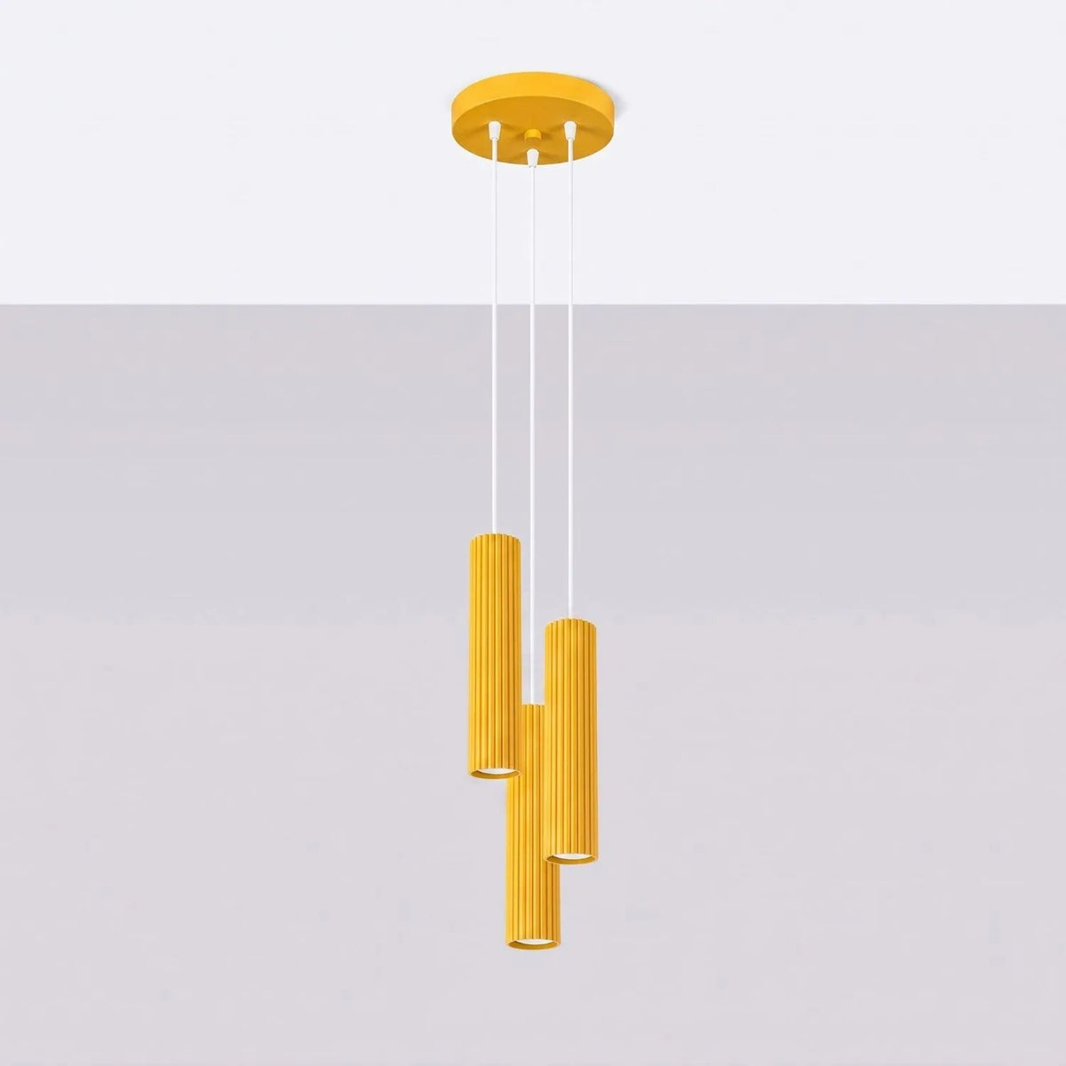 
Design Pendellampe „Karbon“ 3-flammig - Gelb
