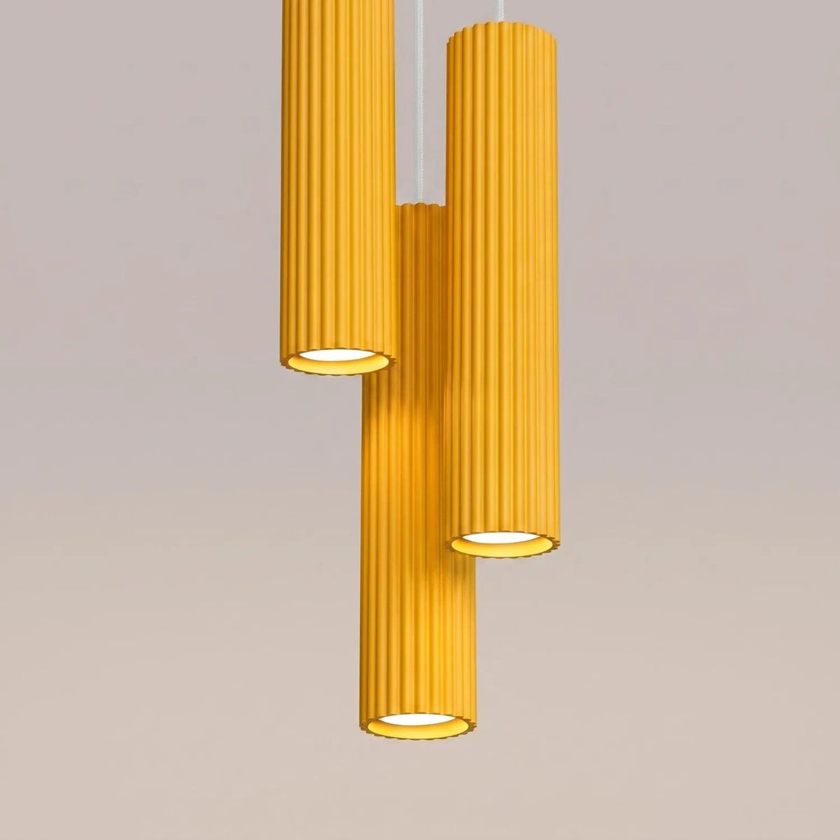 
Design Pendellampe „Karbon“ 3-flammig - Gelb
