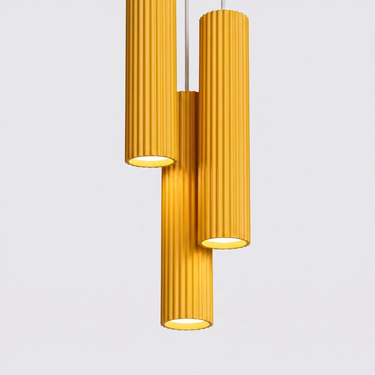 
Design Pendellampe „Karbon“ 3-flammig - Gelb