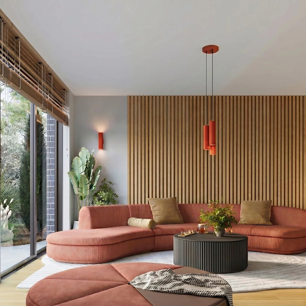 
Design Pendellampe „Karbon“ 3-flammig - Rot