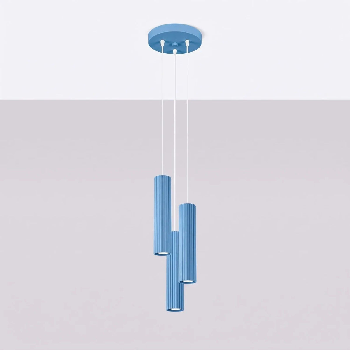 
Design Pendellampe „Karbon“ 3-flammig - Hellblau