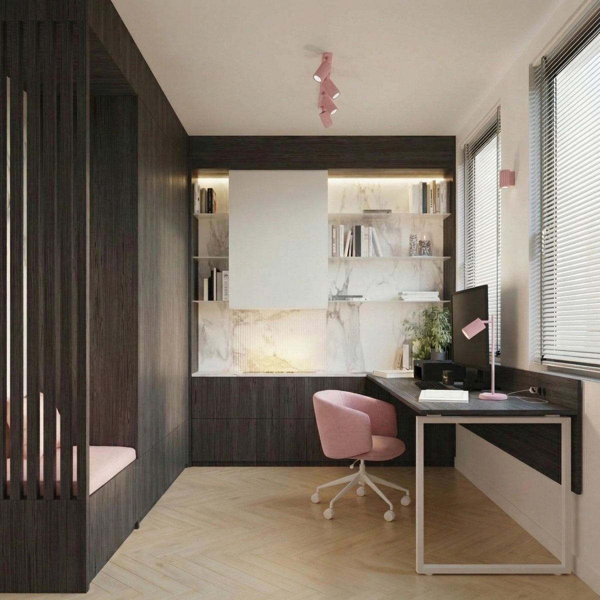 
Design Deckenlampe „Karbon“ 4-flammig - Rosa