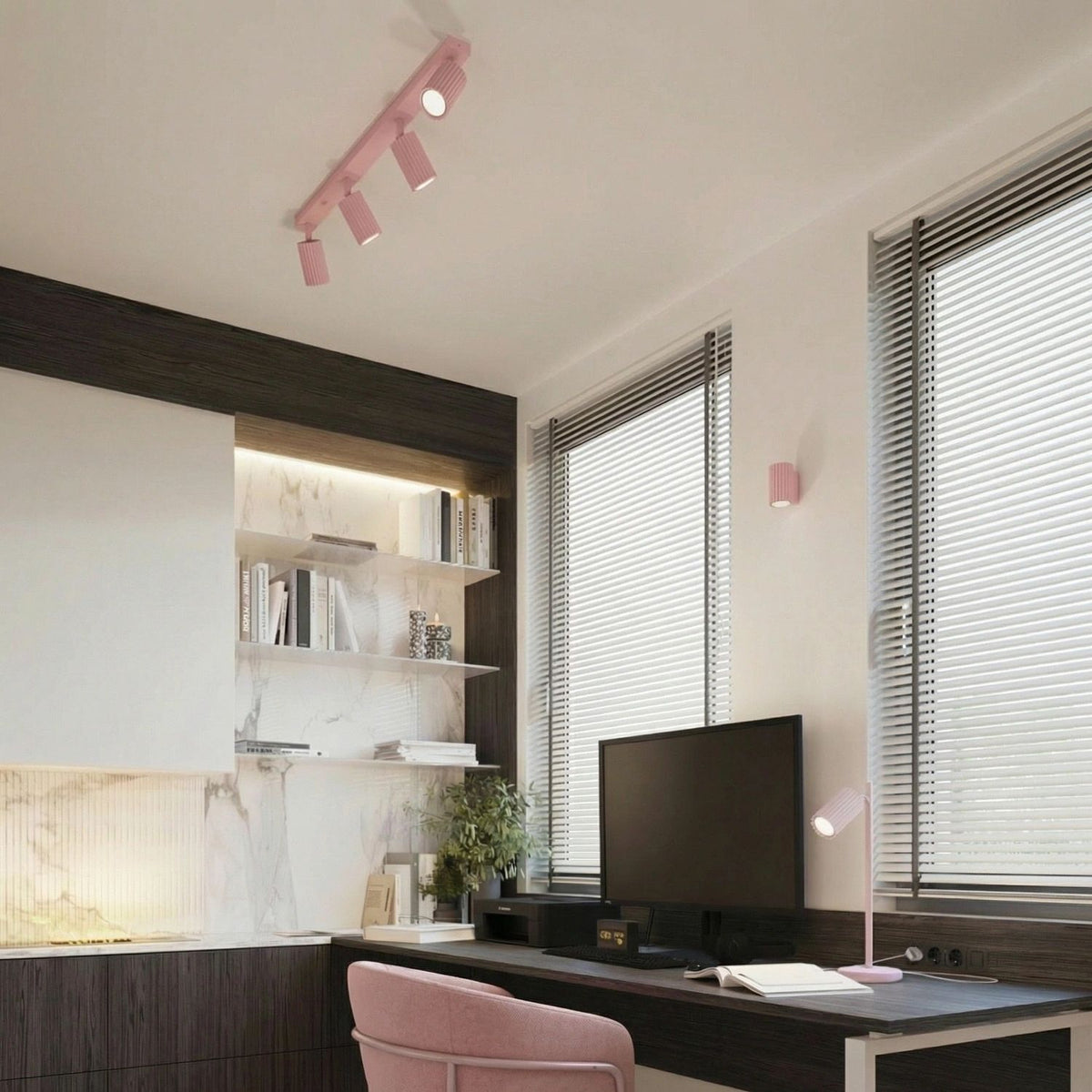 
Design Deckenlampe „Karbon“ 4-flammig - Rosa