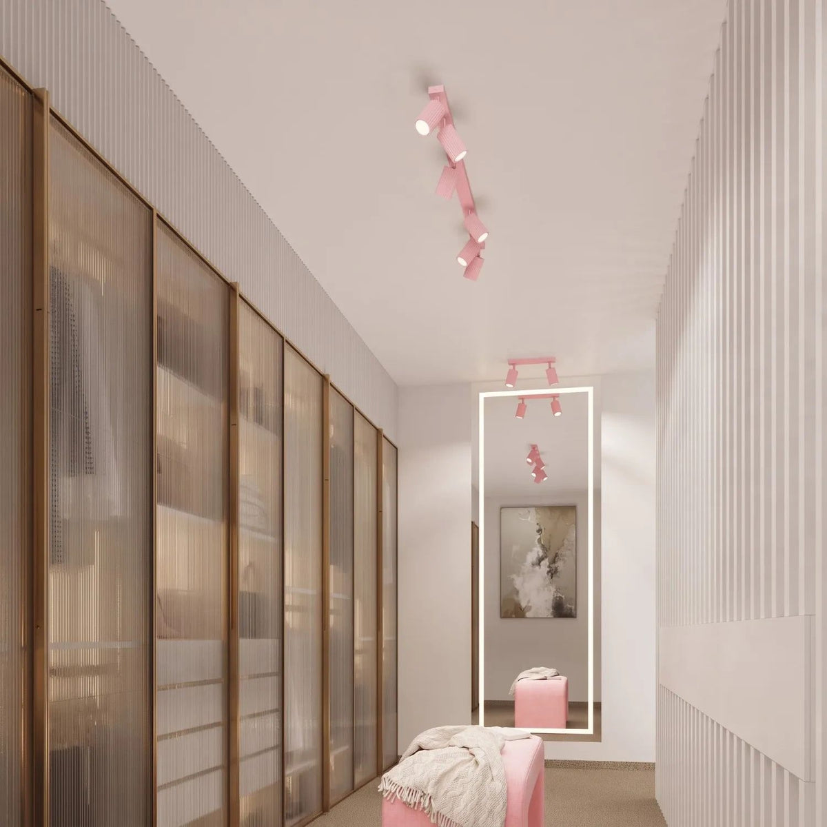 
Design Deckenlampe „Karbon“ 6-Flammig - Rosa