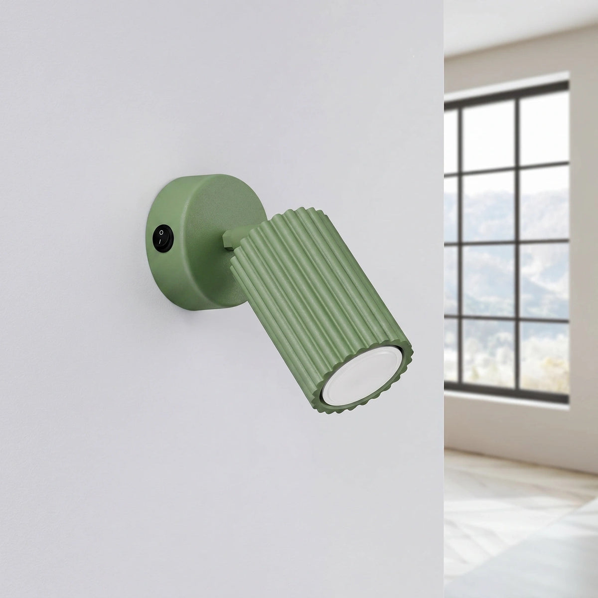 
Design Wandlampe „Karbon“ mit Schalter - Salbeigrün