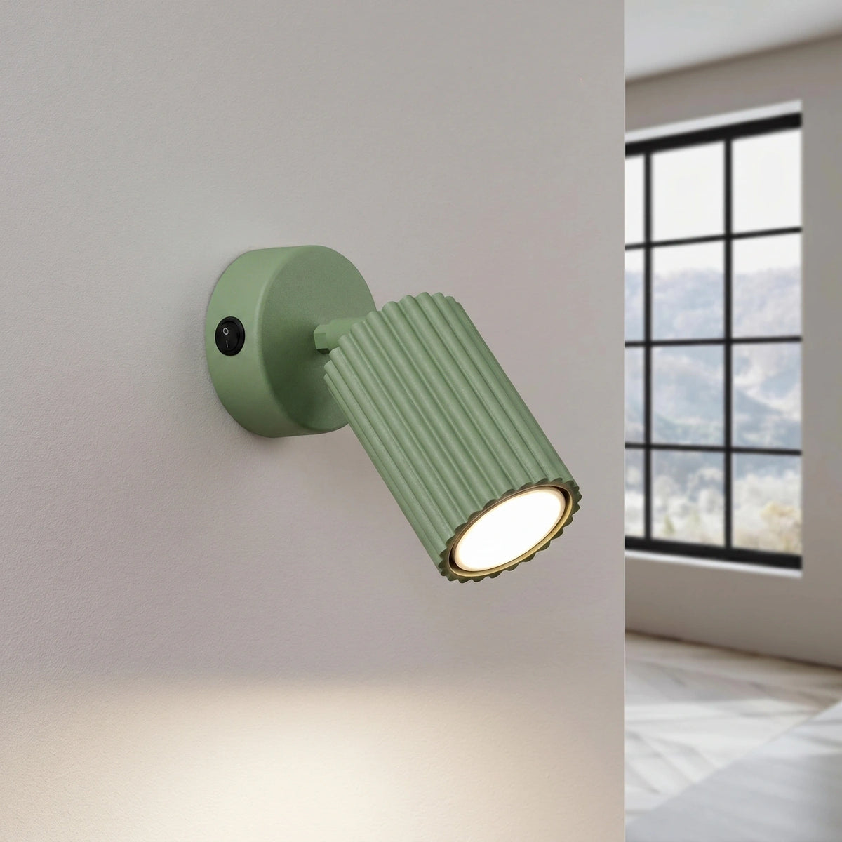 
Design Wandlampe „Karbon“ mit Schalter - Salbeigrün