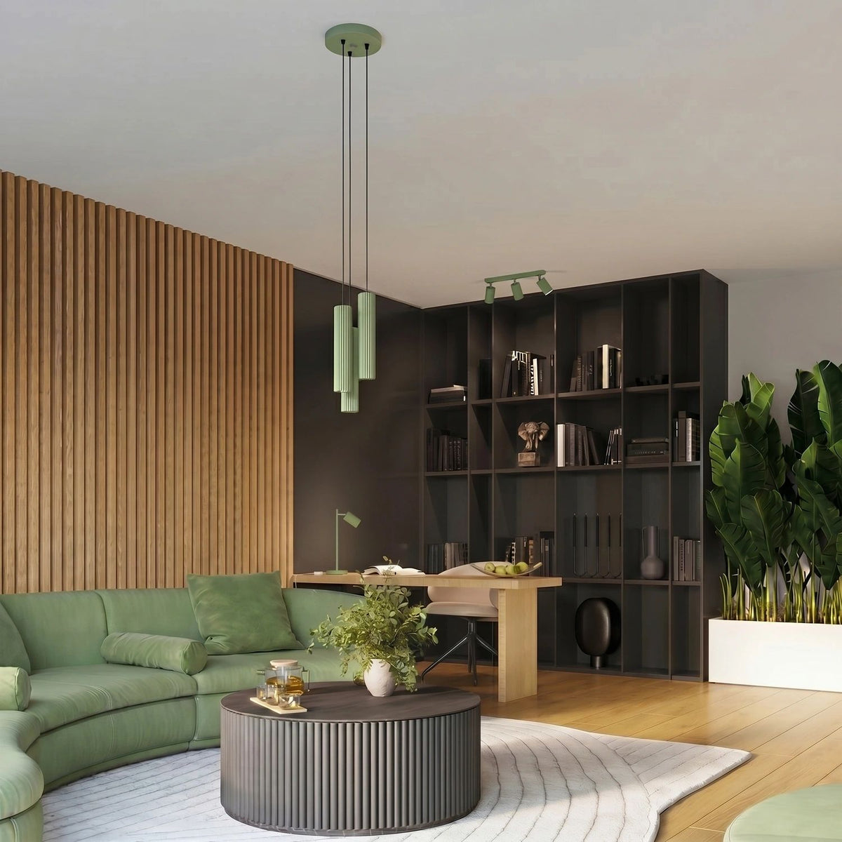 
Design Deckenlampe „Karbon“ 4-flammig - Sallbeigrün