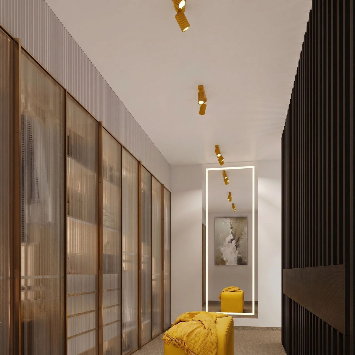 
Design Deckenlampe „Karbon II“ 3-flammig - Gelb