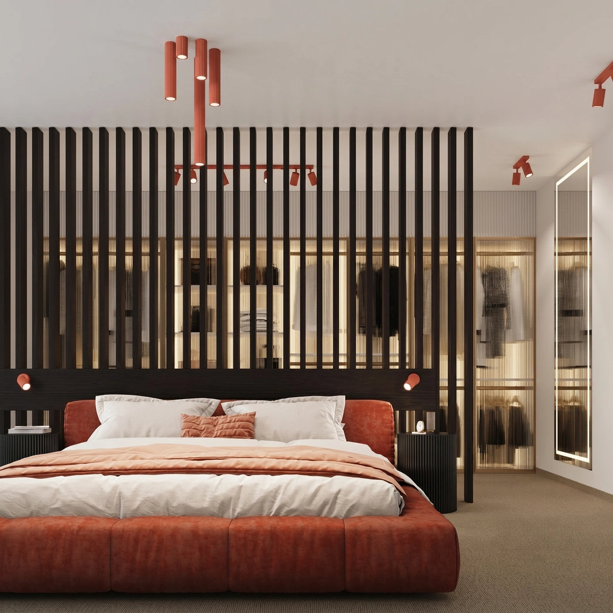 
Design Wandlampe „Karbon“ mit Schalter - Rot