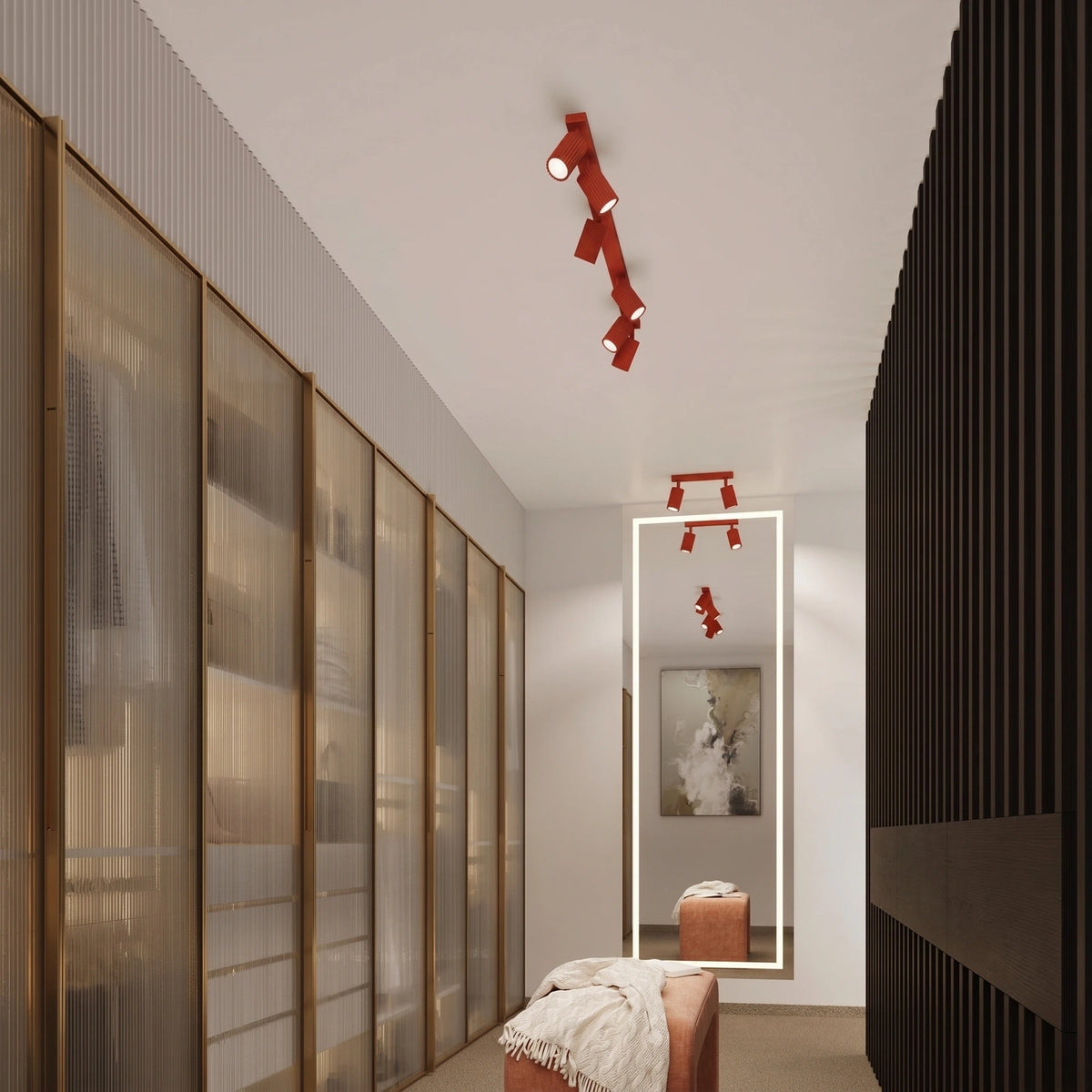 
Design Wandlampe „Karbon“ mit Schalter - Rot