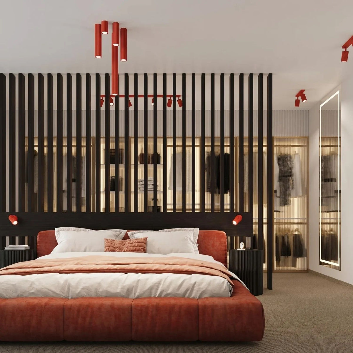 
Design Deckenlampe „Karbon“ 2-flammig - Rot