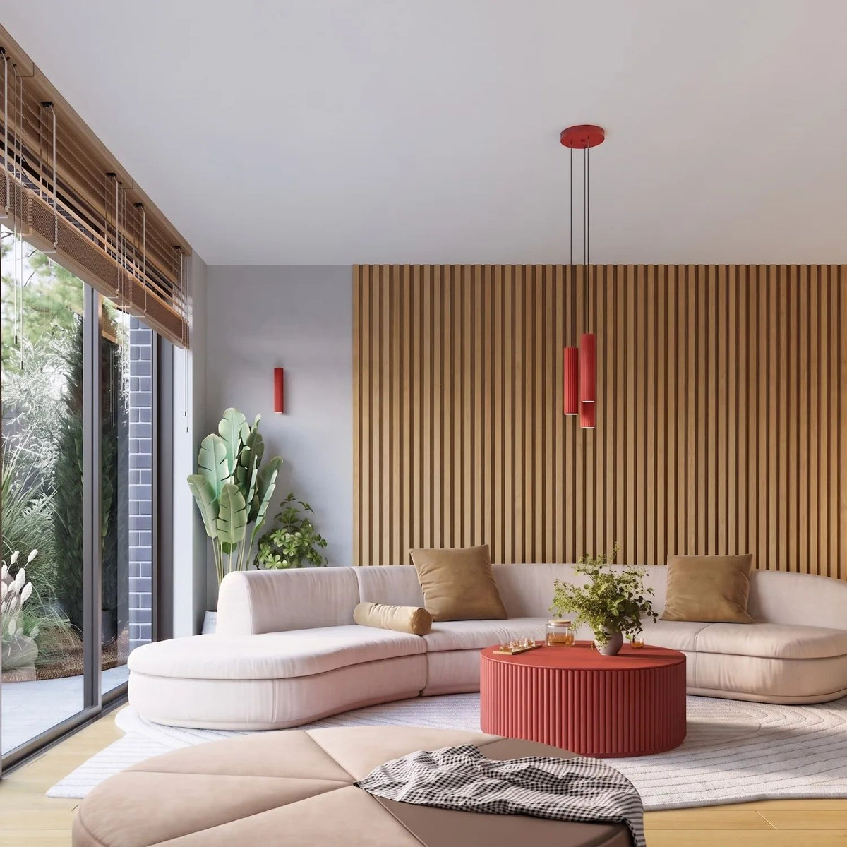 
Design Deckenlampe „Karbon“ 3-flammig - Rot