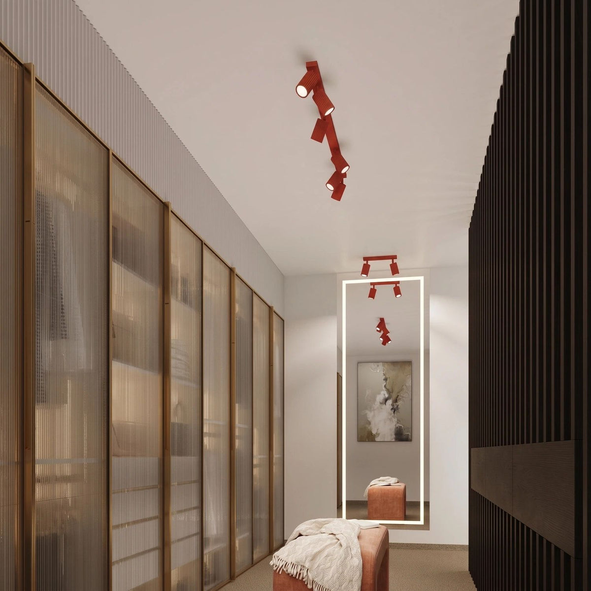 
Design Deckenlampe „Karbon“ 4-flammig - Rot
