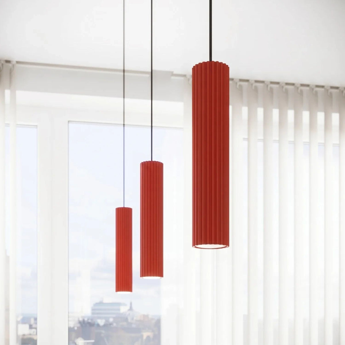 
Design Deckenlampe „Karbon“ 6-Flammig - Rot
