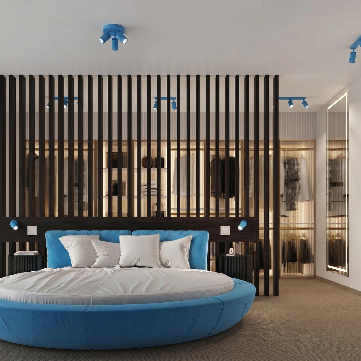 
Design Wandlampe „Karbon“ mit Schalter - Hellblau