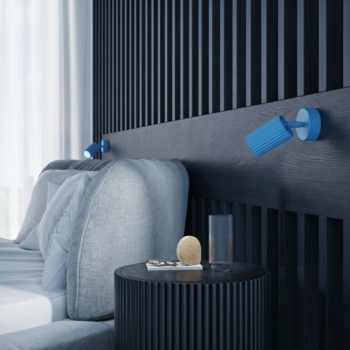 
Design Wandlampe „Karbon“ mit Schalter - Hellblau