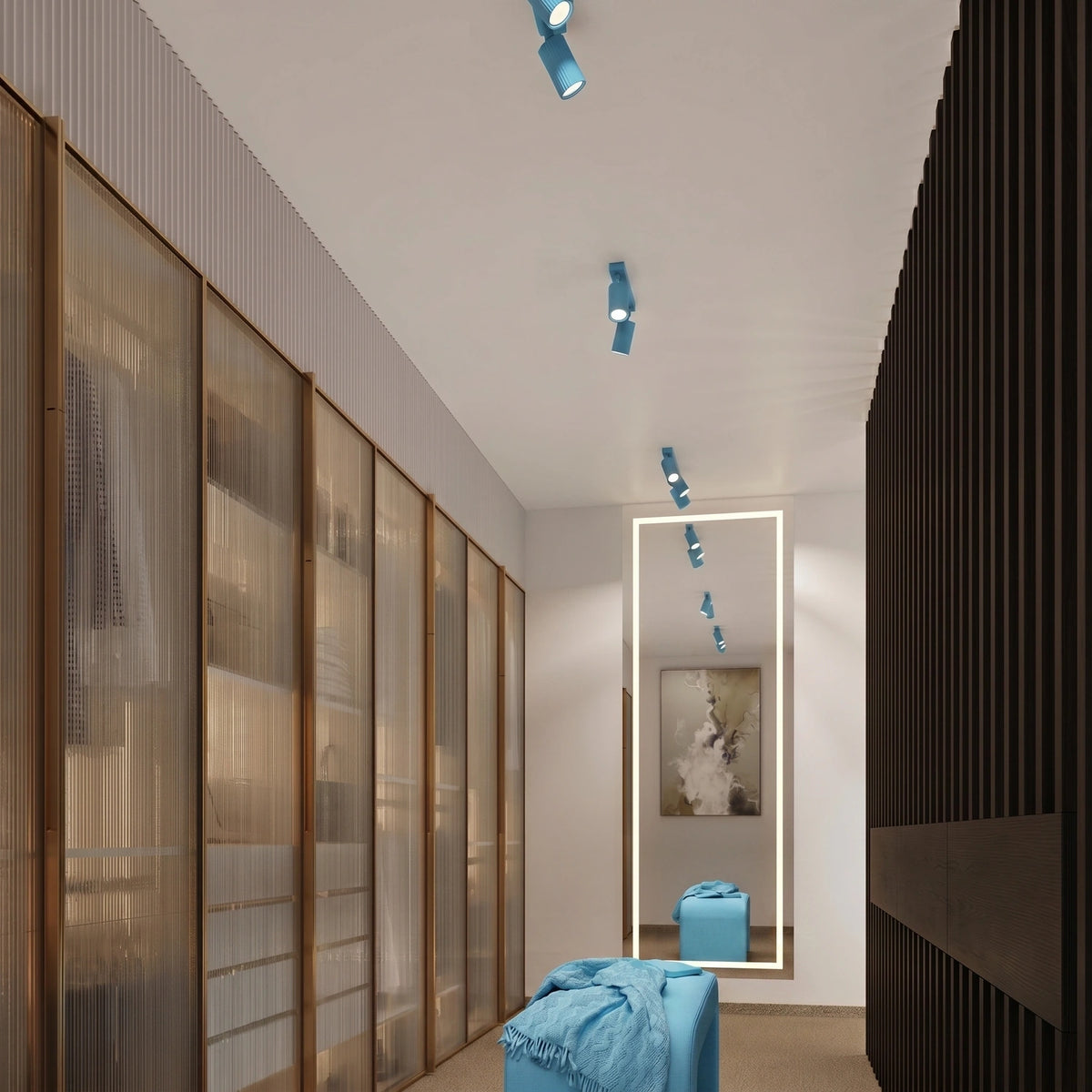 
Design Wandlampe „Karbon“ mit Schalter - Hellblau