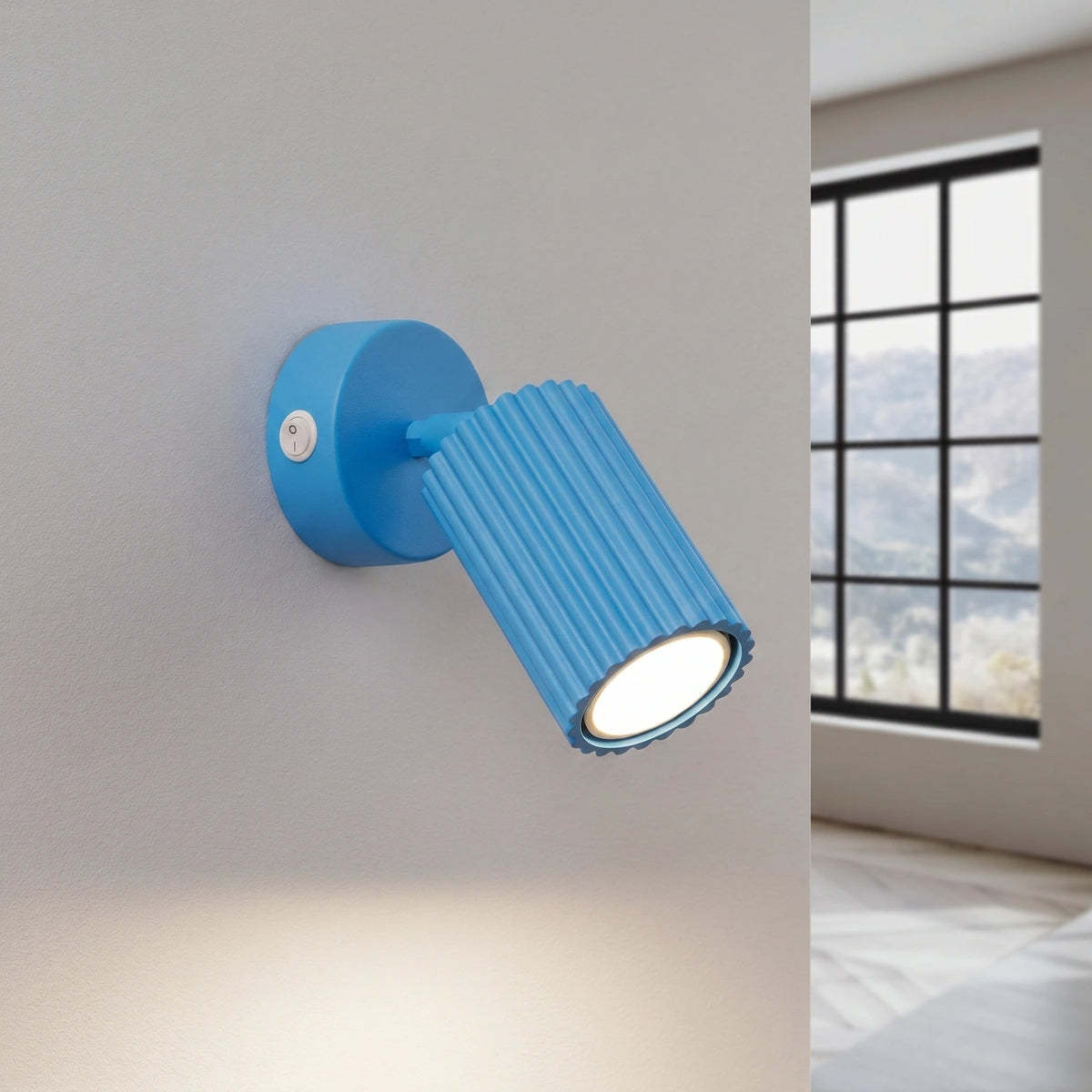 
Design Wandlampe „Karbon“ mit Schalter - Hellblau