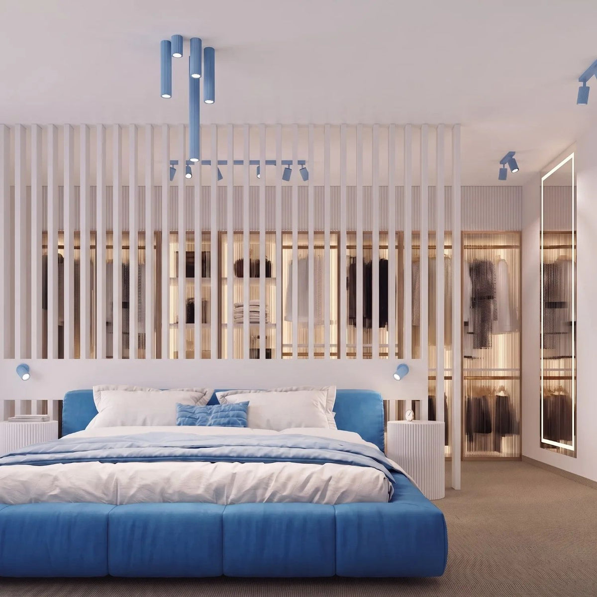 
Design Deckenlampe „Karbon“ 2-flammig - Hellblau