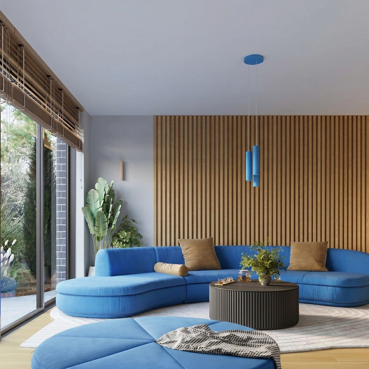 
Design Deckenlampe „Karbon II“ 3-flammig - Hellblau