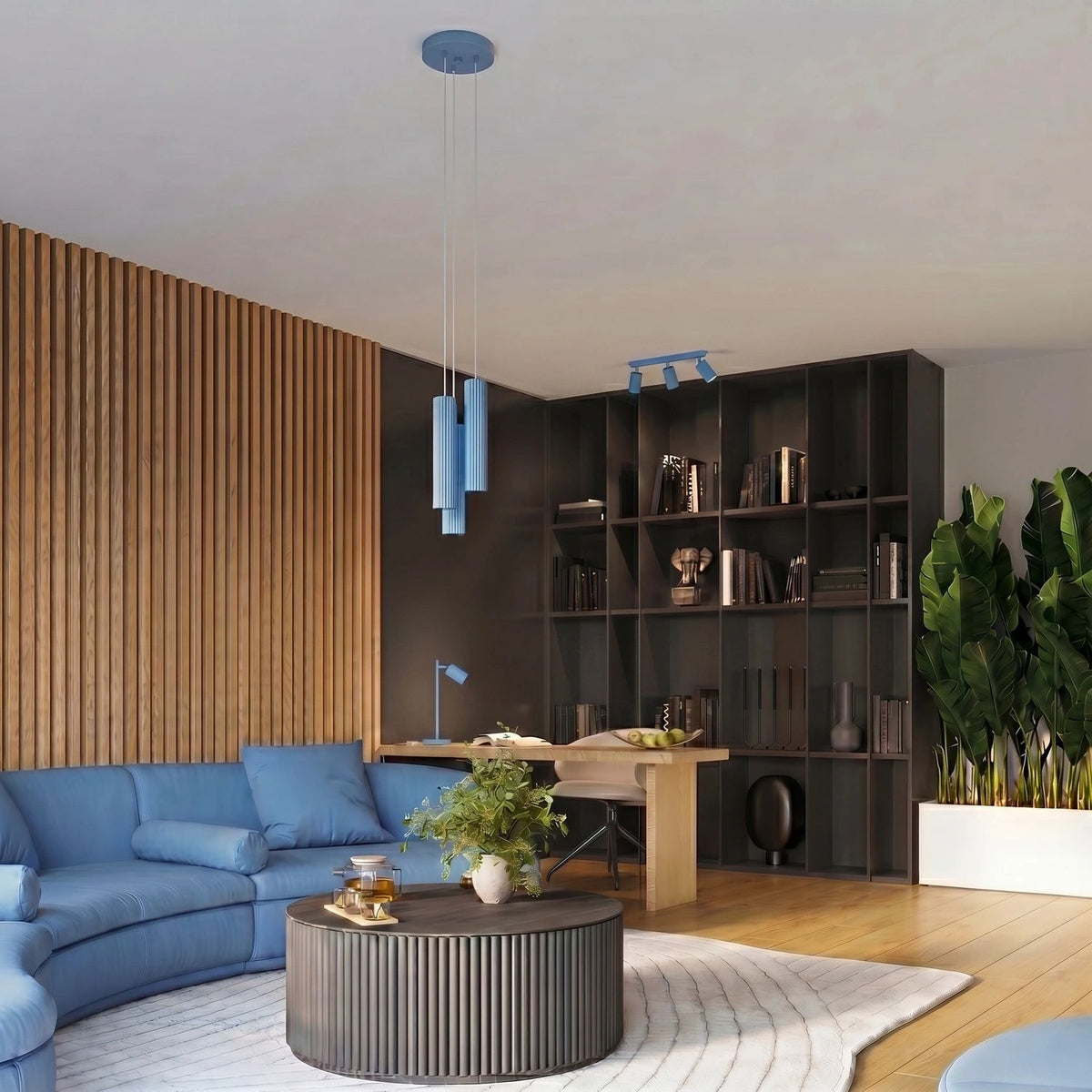 
Design Deckenlampe „Karbon II“ 3-flammig - Hellblau