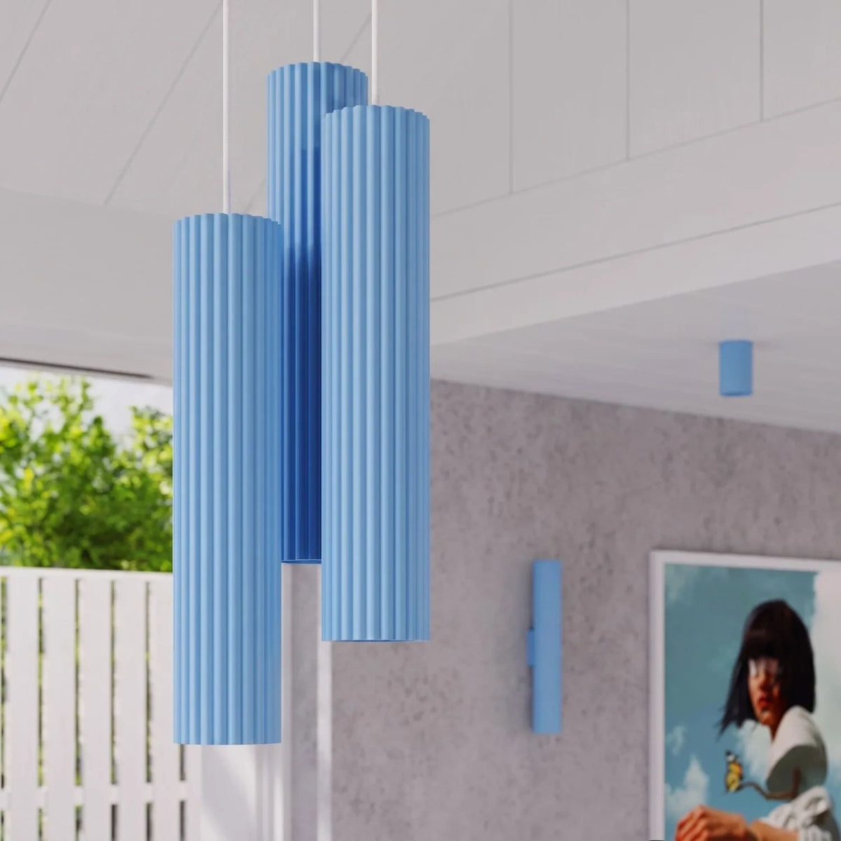 
Design Deckenlampe „Karbon“ 6-Flammig - Hellblau