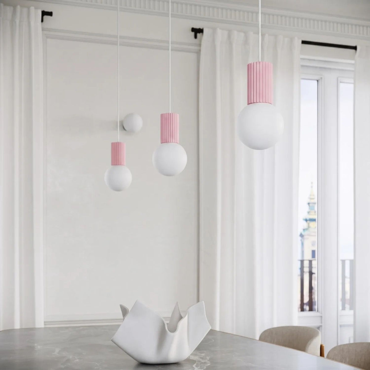 
Design Pendellampe „Halo“, 1-flammig - Rosa