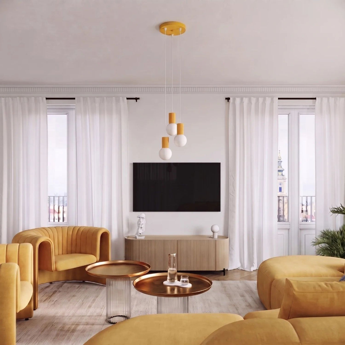 
Design Pendellampe „Halo“, 1-flammig - Gelb