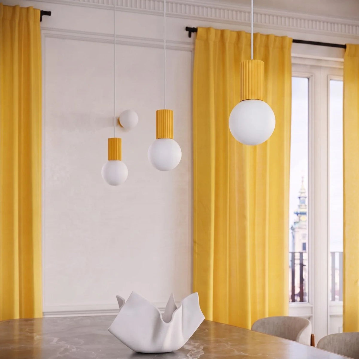 
Design Pendellampe „Halo“, 1-flammig - Gelb