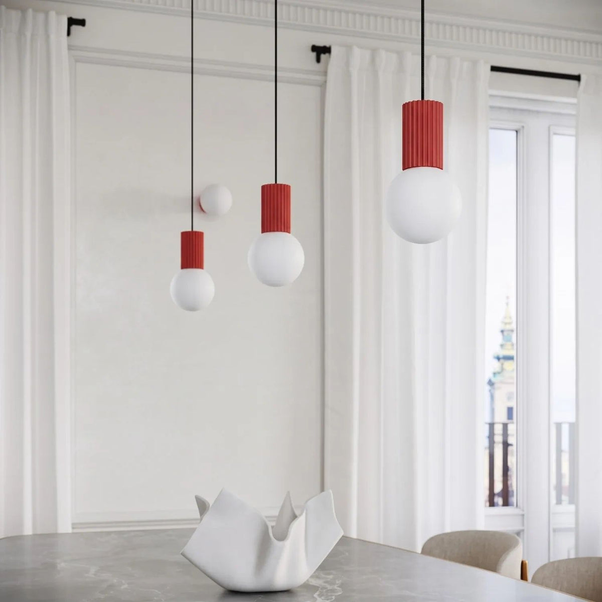 
Design Pendellampe „Halo“, 1-flammig - Rot