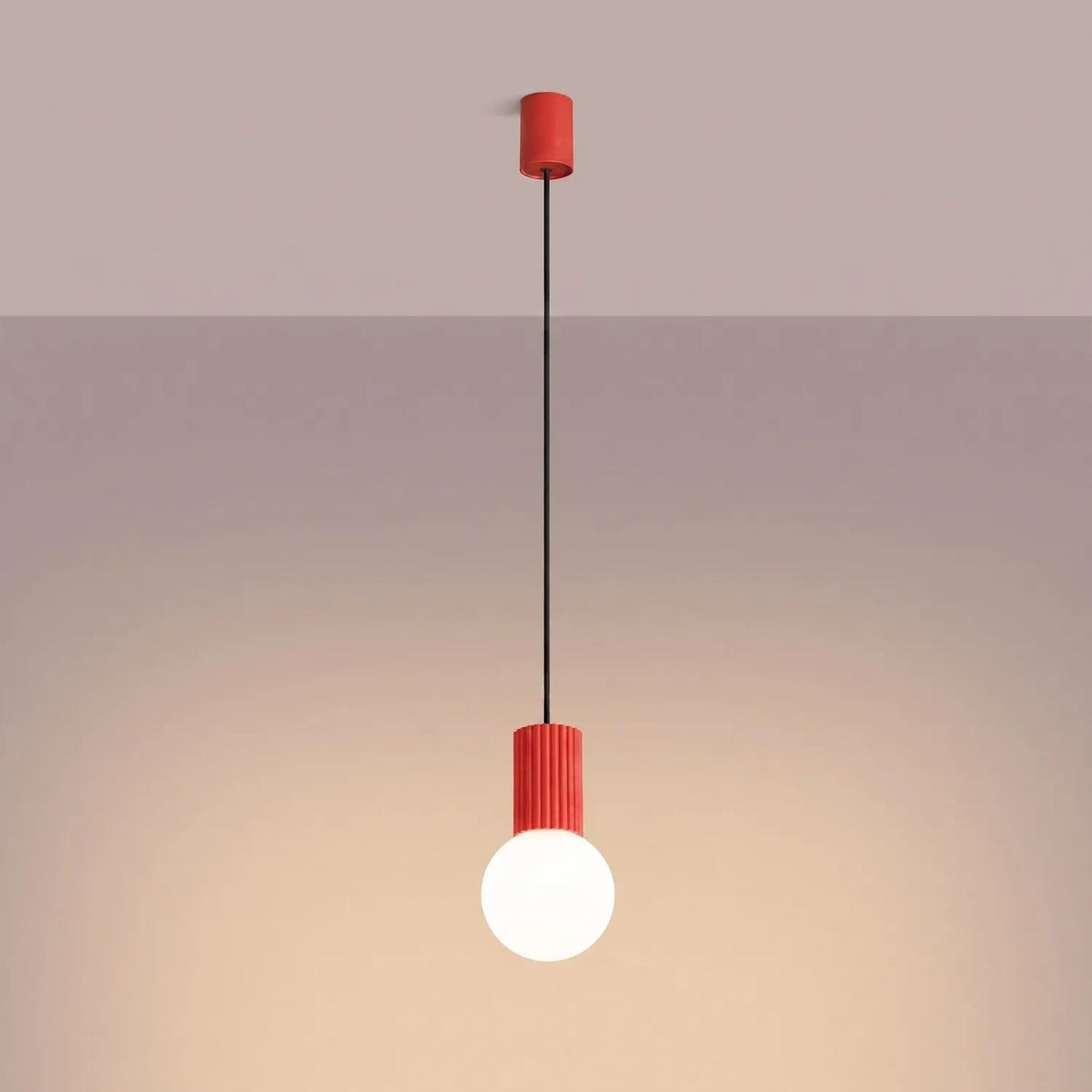 
Design Pendellampe „Halo“, 1-flammig - Rot