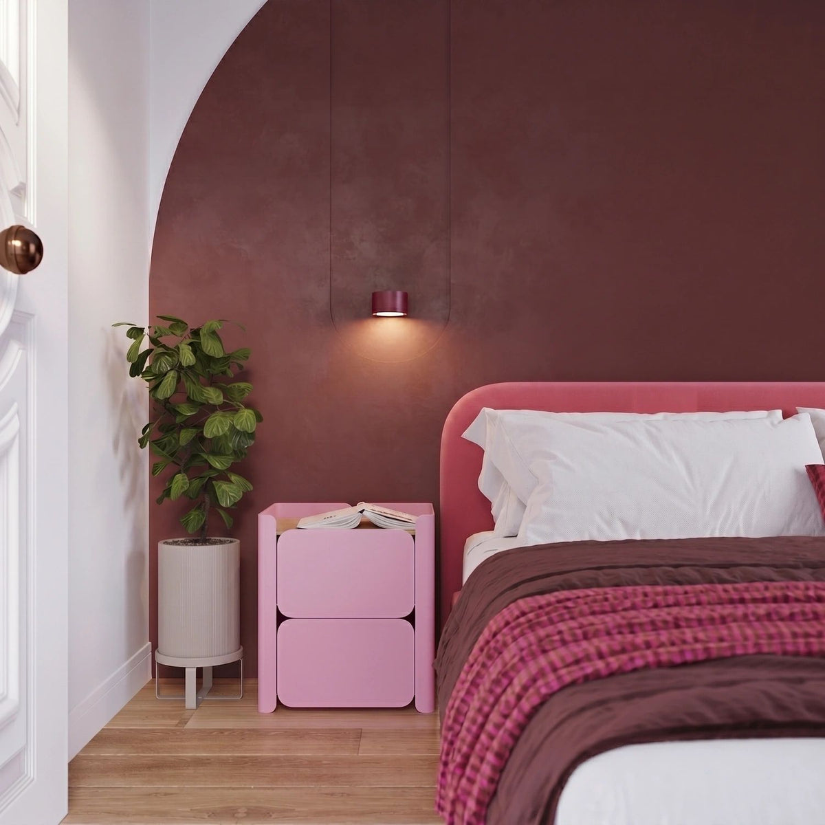 
Design Wandlampe „Modo“ 1-flammig - Burgundrot