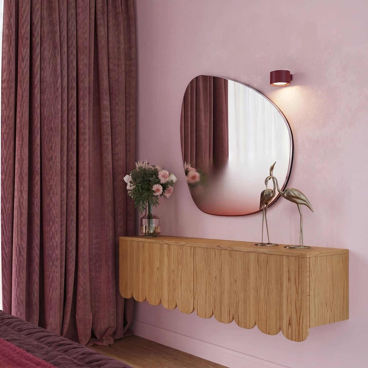 
Design Wandlampe „Modo“ 1-flammig - Burgundrot