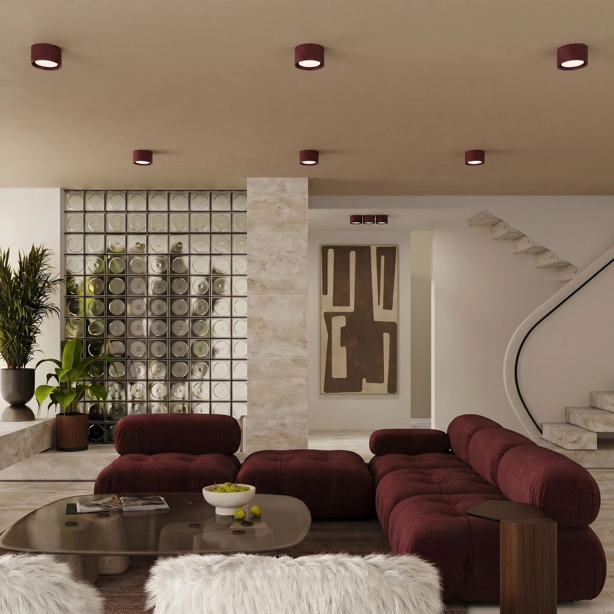 
Design Deckenlampe „Modo“ 2-flammig - Burgundrot