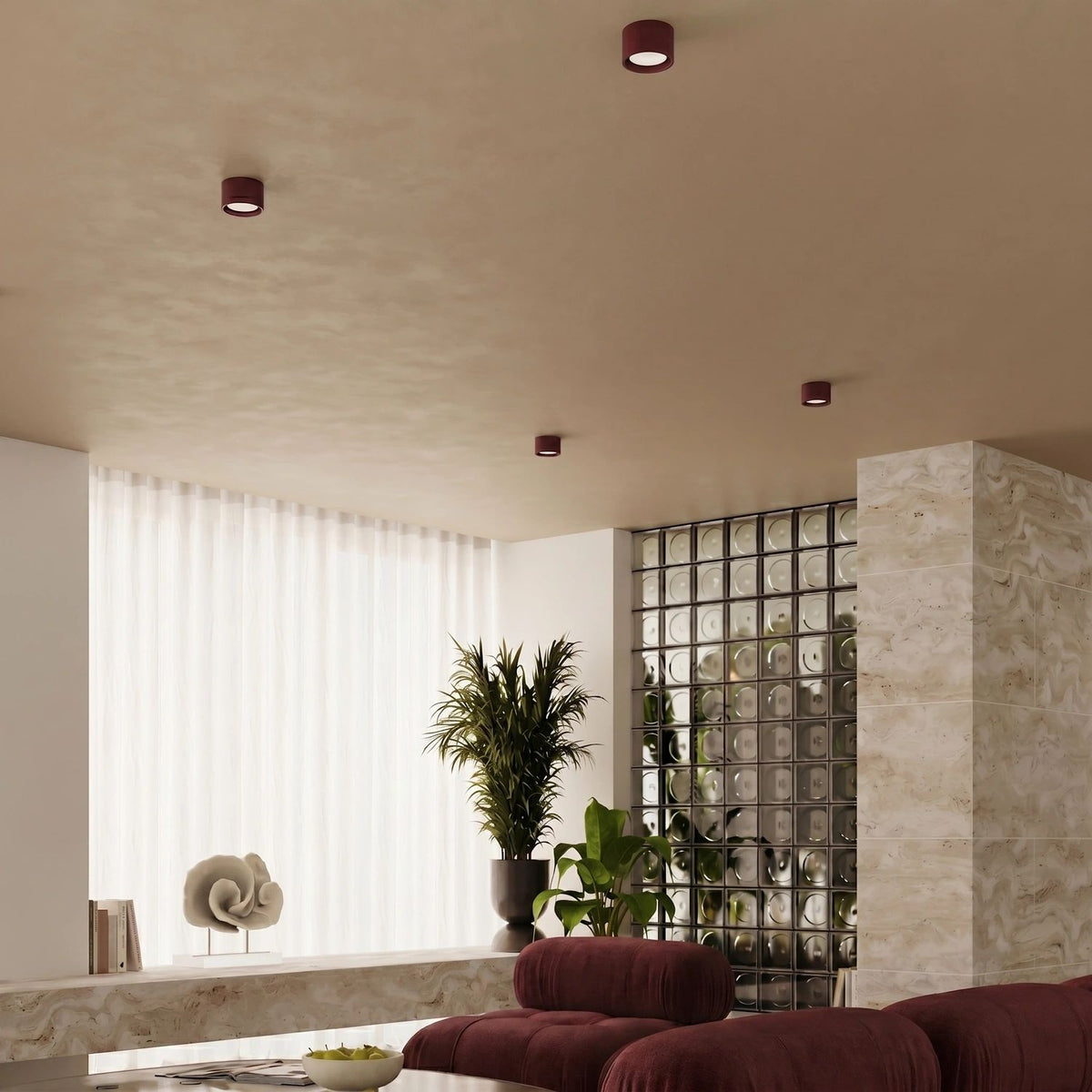 
Design Deckenlampe „Modo“ 2-flammig - Burgundrot