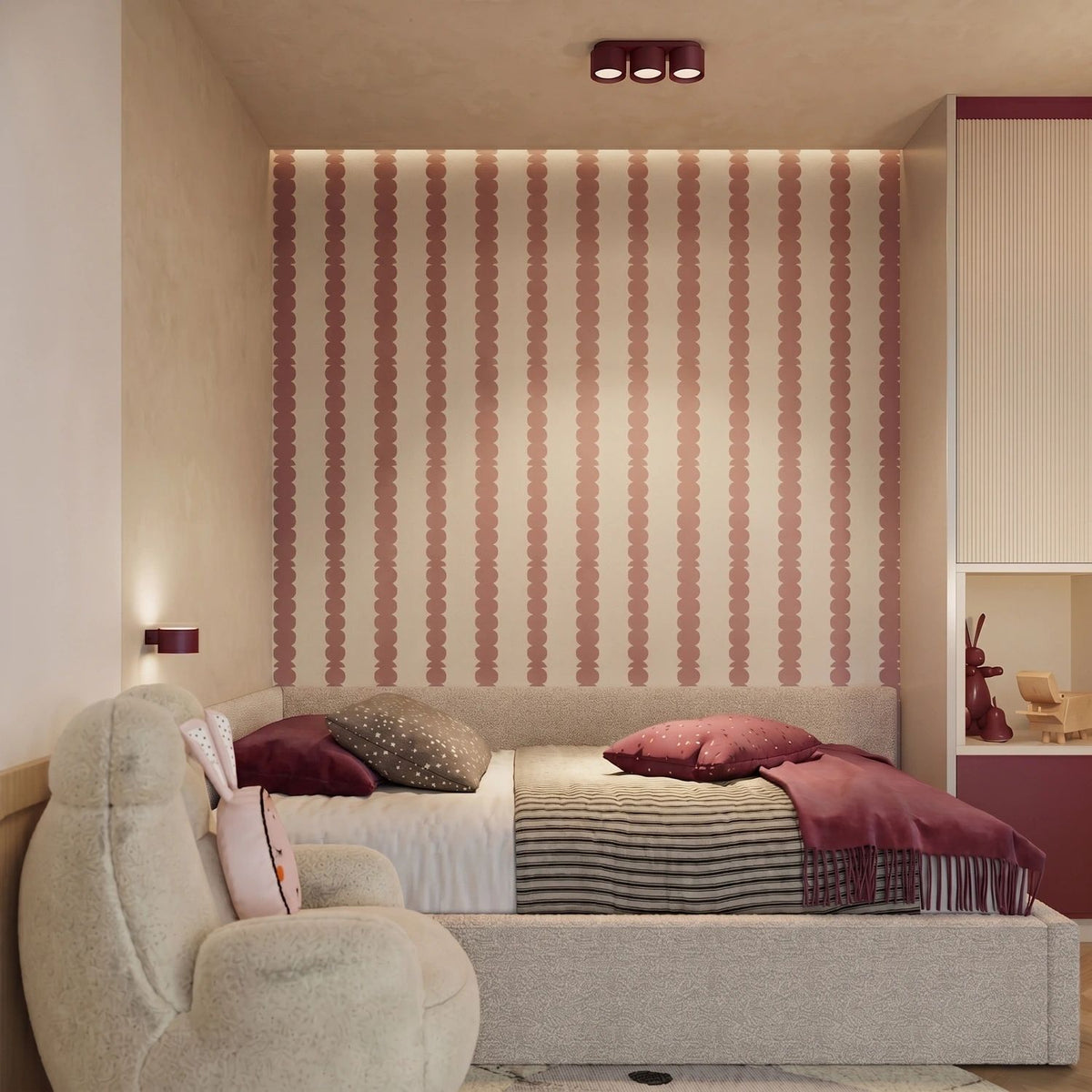 
Design Deckenlampe „Modo“ 3-flammig - Burgundrot