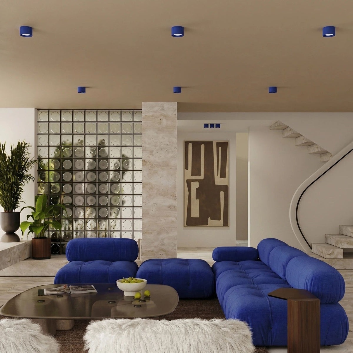 
Design Deckenlampe „Modo“ 1-flammig - Ultramarin