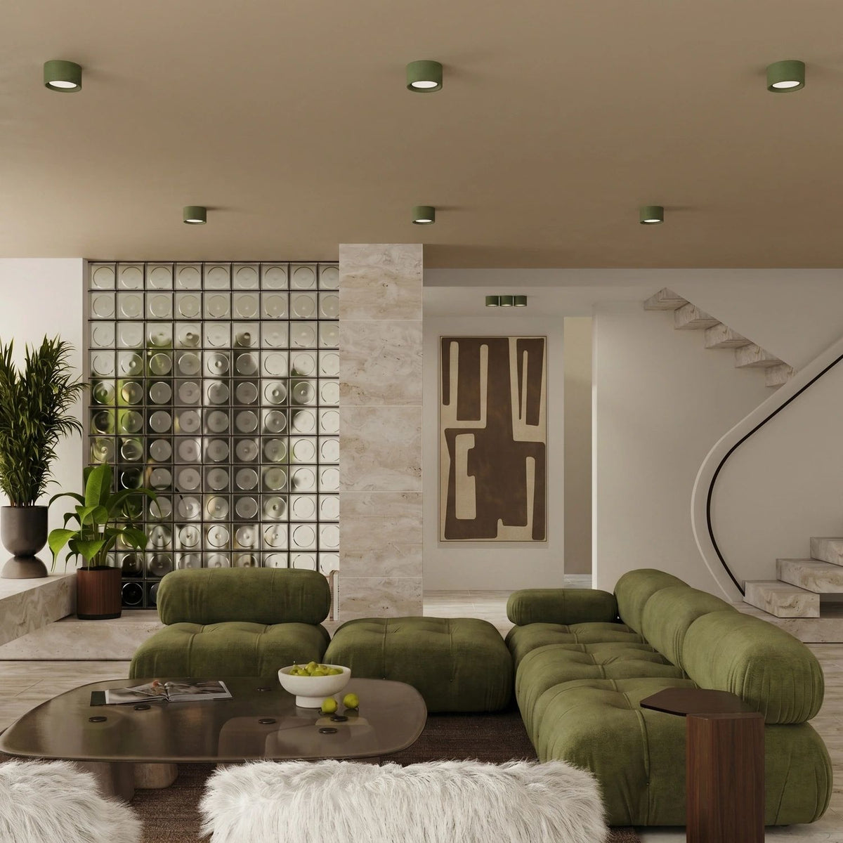 
Design Deckenlampe „Modo“ 2-flammig - Olivgrün
