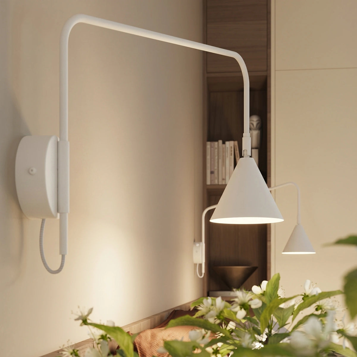 
Design Wandlampe „Nox“ 1-flammig mit Schalter - Weiss